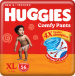 Huggies Comfy Baby Diaper Pants, Upto 50% Faster Absorption – Xl(56 Pieces)