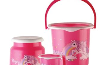 Cello Kidzbee Unicorn Splash Bathroom Set | Sturdy And Durable | Lightweight And Rigid | Easy To Clean And Attractive Design | Pink, Set Of 3