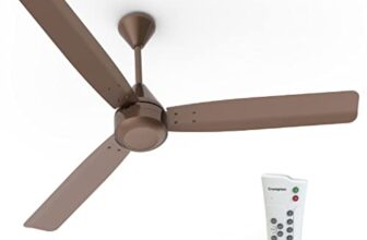 Crompton Energion Cromair 1200Mm Bldc Ceiling Fan With Remote Control | Bee 5 Star Rated Energy Efficient | Anti-Rust | Superior Air Delivery | 28 Watt | 5 Years Manufacturer’S Warranty | Brown