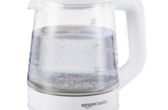 Amazon Basics 1.5 Litre Electric Glass Kettle | 1350W | 360° Swivel Base | Led Indicator | Dry Boil Protection |Auto Shut-Off & Overheat Protection | Multipurpose Travel Kettle