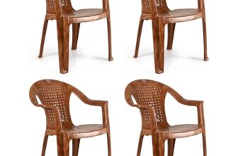 Cello Unique Chair Set Of 4, Sandalwood | Unbreakable, Durable & Strong |Blended Pp Material, Easy To Clean |Plastic Chair For Living Room, Home & Office | 3 Years Warranty – Manufacturing Defects
