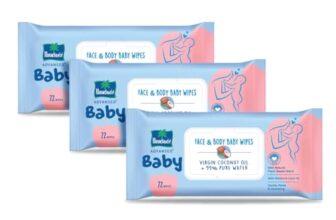 Parachute Advansed Baby | Face & Body Baby Wipes | With Virgin Coconut Oil & 99% Pure Water | Hypoallergenic, Dermatologically Tested & Ph Balanced | Moisture-Lock Lid | 72 Wipes * Pack Of 3