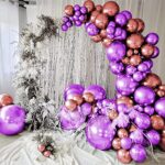 Just Party 25Pcs Rose Gold & 25Pcs Purple Metallic Chrome Balloons With Shiny Surface For Birthdays/Anniversary/Engagement/Baby Shower/Bachelorette Party Decorations (Pack Of 50)