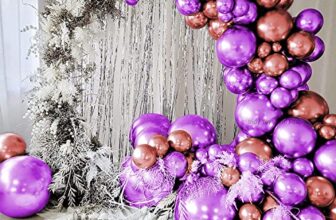 Just Party 25Pcs Rose Gold & 25Pcs Purple Metallic Chrome Balloons With Shiny Surface For Birthdays/Anniversary/Engagement/Baby Shower/Bachelorette Party Decorations (Pack Of 50)