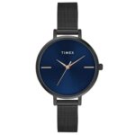 Timex Analog Watch For Women With Blue Round Dial & Black Stainless Steel Bracelet Band Water Resistant Women’S Wrist Watches – Twel155Smu08