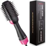 4-In-1 One Step Hair Dryer & Volumizer Hot Air Brush 1200W | Ionic Ceramic Tourmaline Hair Dryer Brush | Straightener, Curler & Styler | Frizz-Free Smooth Finish | For All Hair Types