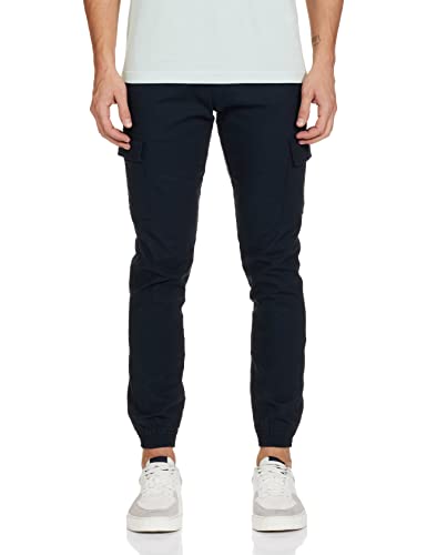 Diverse Men’S Mid-Rise Casual Utility Cut And Sew Cargo Joggers(Dcmct64Sc24L40-1113B-30) Navy