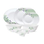 Larah By Borosil – Tiara Series, Foliage, 21 Pcs, Opalware Dinner Set, White