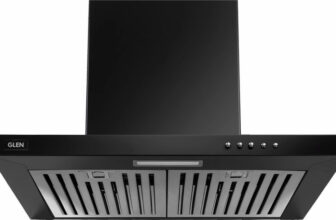 Glen Sail Bl 60Cm Baffle Filter| T-Shaped| Low Noise Wall Mounted Black 1000 Cmh Chimney