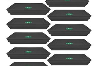 Trustbasket Uv Treated Square Bottom Tray(Plate/Saucer) Suitable For 8 Inch Square Plastic Pot – Black Color – Set Of 12 | Heavy Duty Highly Durable Plant Saucergamla For Indoor Home Decor & Outdoor Balcony Garden
