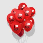 Itaf Set Of 50 Pcs Red Printed I Love You Pastel Balloon For Birthday/Valentine Day/Proposal/Engagement/Anniversary Party Theme Decoration Kit