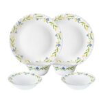 Larah By Borosil Cripper Opalware Dinner Set, 6 -Piece, White