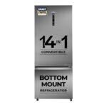 Haier Smartchoice 445 L 2 Star Frost Free Bottom Mount Double Door Refrigerator | Convertible 14-In-1 | Jhukna Mat-Bottom Freezer | Digital Display Panel | Triple Inverter (Heb-452Ts-P, Inox Steel)