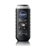 Nivea Men Body Wash, Active Clean With Active Charcoal, Shower Gel For Body, Face & Hair, 250 Ml