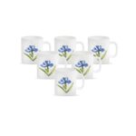 La Opala Diva, Opal Glass Crockery | Coffee Mug Cylinder Regular, Set Of 6 | Royal Iris, 190 Ml | For Tea & Coffee | Microwave Safe | 100% Vegetarian | Extra Strong | Super Light | Super White