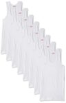 Rupa Jon Men 100% Cotton Standard Fit Sleeveless Vest | Fabric | Round Neck | Pack Of 9 White, Xl