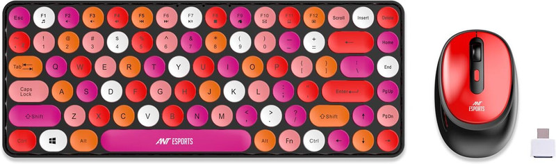 Ant Esports Wkm33 Wireless Laptop-Size Multi-Device Keyboard Compatible With Desktop, Laptop, Mac Colourful, Round Keycaps, Long Battery Life Mouse And Mini(Cherry Red)