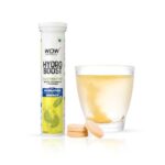 Wow Life Science Hydroboost Electrolytes Low Sugar Energy Drink For Instant Hydration – 20 Effervescent Tablets (6 Litres) With 5 Essential Electrolytes + Vitamins (B6, B12, C & D) | Lemon Flavour