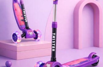 Storio Twister Kick Scooter With Adjustable Height | Foldable | Skate For Kids With Pvc Wheel | Age 2-12 Years – Max User Weight 60 Kg, Purple