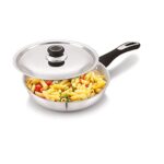 Anjali Fpfp22 Stainless Steel Pro Fry Pan 22 Cm With Stainless Steel Lid Induction And Gas Stove Base 1300 Ml