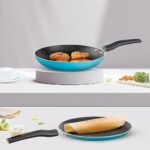 Borosil Festive Glory Non-Stick Set Of 2 Tawa (25 Cm) And Fry Pan (24 Cm), Gas Stove & Induction Compatible, Metal Spoon Friendly, Blue Exterior, Thick Uniform Body, Stir Fry Pan, Tava For Prantha