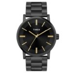 Timex Analog Watch For Man With Black Round Dial & Black Stainless Steel Bracelet Band Water Resistant Men’S Wrist Watches – Twhg35Smu09
