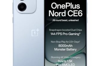 Oneplus Nord Ce6 | 8Gb+128Gb | Fresh Blue | Snapdragon 7S Gen 4 | Segment’S Fastest Touch Response | 8000Mah Battery | 144Hz 1.5K Amoled Display | 50Mp Main + 32Mp Selfie 4K Cameras | Ip66,68,69,69K