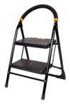 Cipla Plast 2 Step Ladder For Home Use | Heavy Duty Alloy Steel Foldable Step Ladder With Anti Skid Shoes And Extra Strong Wide Steps Milano 2 Steps | Gec-L2M (Black)