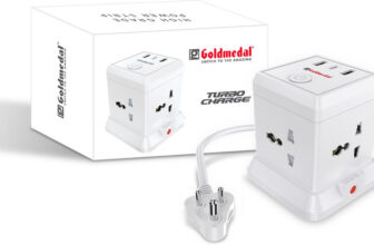 Goldmedal Turbocharge 4+3 Power Strip 4  Socket Extension Boards(White, 2 M, With Usb Port)