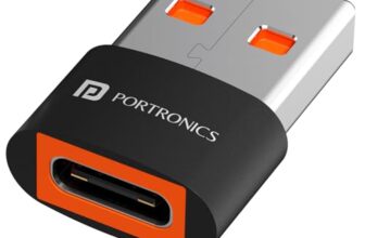 Portronics Bridge X Usb 3.0 Type C Female To Usb Male Otg Adapter, 5Gbps High Speed Data Transfer, Fast Charging, Compatible With Laptops, Tablets, Smartphone, Chargers And More Devices(Black)