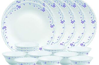 Larah By Borosil Glass Florathali Set (White) – 18 Pieces