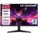 Lg 24Gs60F 60.5 Cm(24 Inch) Ultragear Fhd(1920X1080) Ips Gaming Monitor, 1Ms, 180Hz, Hdr10, Srgb 99%(Typ.), Nvidia G-Sync Compatible, Amd Freesync, Anti-Glare, Hdmi, Dp, Hp Out, Tilt Adjustable, Black