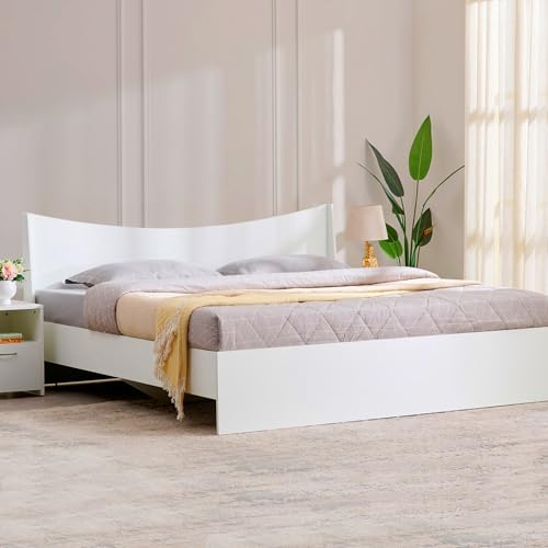 Aprodz Solid Wood Parma Queen Size Bed – Elegant And Stylish Bedroom Furniture Without Storage For A Modern Home (White Finish)