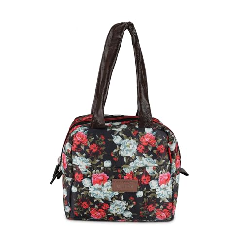 Milton Floral Lunch Bag I Design Tiffin Bag For Office For Men, Women I Eco Friendly, Spacious, Durable I 2.5 L I Black