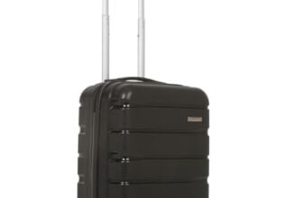 Teakwood Unisex Trolley Bag, Hard Cabin Trolley Small, 55 Cm Trolley Bag For Travel, Lock System 360 Degree 8 Rotating Wheel (S, Black)