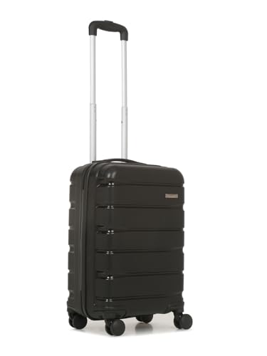 Teakwood Unisex Trolley Bag, Hard Cabin Trolley Small, 55 Cm Trolley Bag For Travel, Lock System 360 Degree 8 Rotating Wheel (S, Black)