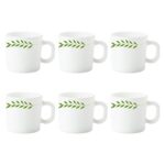 Larah By Borosil Botanica Opalware Mug Set (White) – 6-Pieces