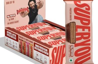 Superyou Chocolate Protein Wafer Bars (Pack Of 10)|10G Protein, 3G Fiber, No Added Sugar|Yeast Fermented Protein|Energy Bars|Crunchy Wafer Bar|100% Vegetarian|No Palm Oil|400G