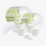 Cello Pack Of 34 Opalware Dazzle Oleander|Crockery Set | Dinner Set(White, Microwave Safe)
