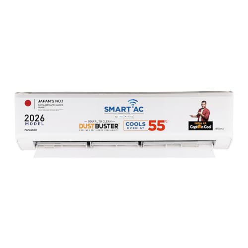 Panasonic 1.5 Ton 5 Star,New Star Rated, Premium Wifi Inverter Smart Split Ac (Dustbuster Tech, Matter Enabled, Ai, Higher Airflow, Copper Cond., 8In1 Convertible,4-Way,Pm0.1 Filter,Cs/Cu-Nu18Bky5Wx,White)