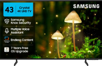 Samsung Crystal 4K Infinity Vision 108 Cm (43 Inch) Ultra Hd (4K) Led Smart Tizen Tv With 4K Upscaling | Hdr 10+ | Voice Assistance Remote Control | Purcolor | Slim Look | Samsung Knox Security | 100+ Free Channels | Universal Gestures(Ua43Ue84Afulxl)
