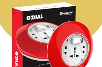 Goldmedal G-Dial 2 Pin Plug 5-Meter Extension Cord | Universal Socket & 2-Pin Sockets | Master Switch With Indicator | Ultra-Smooth Rotation | Extension Board For Home & Office |-Pack Of 1