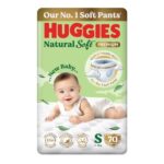 Huggies Natural Soft Premium Baby Diaper Pants, Our No.1 Soft Pants, Small (S) Size (4-8 Kgs), Pack Of 70 Diapers | Cloud Softness All Over With India’S 1St Cloud Touch Belttm