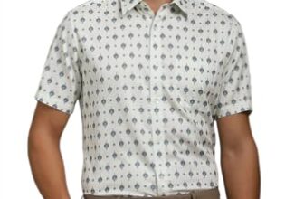 Men White Print Half Sleeves Formal Shirt
