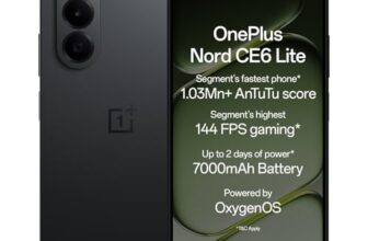 Oneplus Nord Ce6 Lite | 6Gb+128Gb | Hyper Black | Segment’S Fastest Dimensity 7400 Apex Processor | 7000Mah Battery | Segment’S Highest 144Hz Refresh Rate | 50Mp Main Camera, 4K Video Recording