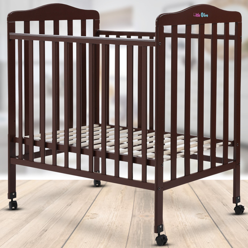 Little Olive Star Wooden Baby Cot For New Born – Brown Cot(Brown)