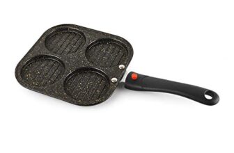Cello Non-Stick 4- Cavity Aluminium Appam/Uttapam Maker With Spatter (Golden)
