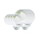 Larah By Borosil Erba Opalware Dinner Set, 12 Pieces, White