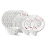 Larah By Borosil Boro Fluted Series Opalware Dinner Set | 21 Pieces For Family Of 6 | Microwave & Dishwasher Safe | Bone-Ash Free | Crockery Set For Dining & Gifting | Plates & Bowls | White