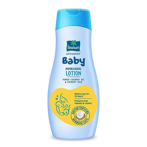 Parachute Advansed Baby Lotion For New Born Babies | Doctor Certified | Virgin Coconut Oil & Coconut Milk | Ph 5.5 | 24 Hour Moisturization | 410Ml